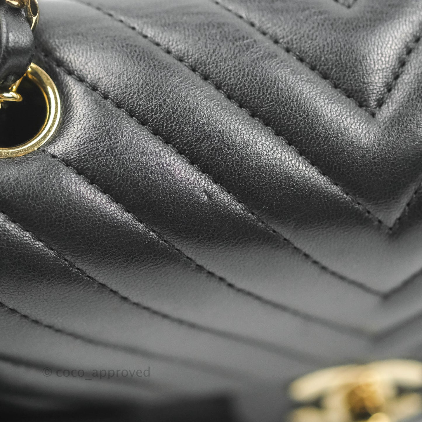 Chanel Mini Square Black Chevron Lambskin Gold Hardware