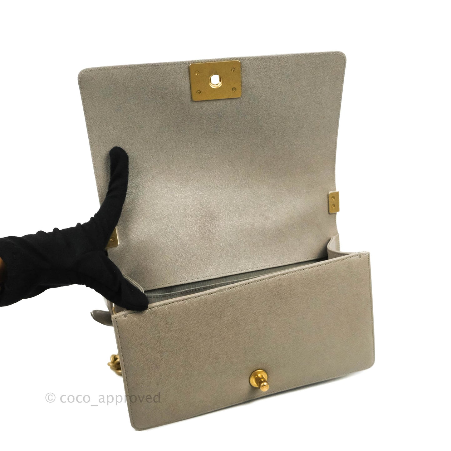 Chanel Quilted Medium Boy Grey Caviar Aged Gold Hardware