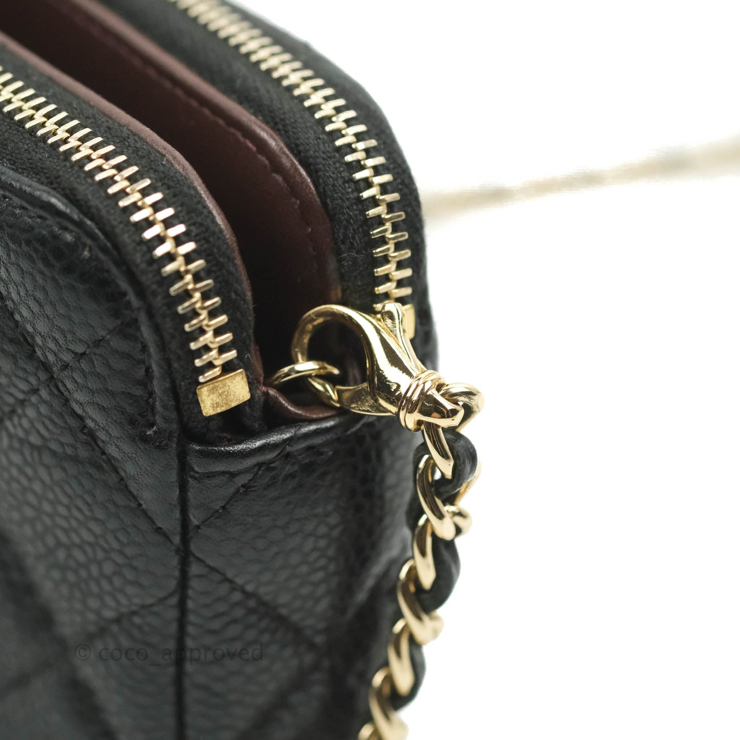 Chanel Quilted Clutch With Chain Black Caviar Gold Hardware