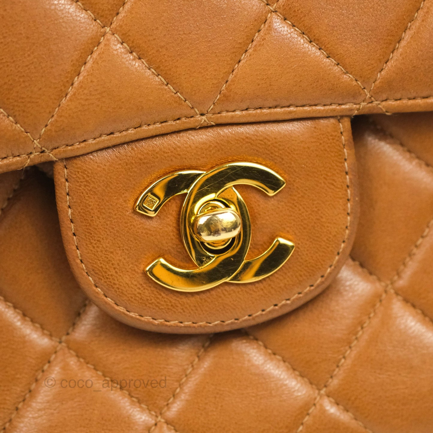 Chanel Vintage Double-sided Small Flap Brown Caramel Lambskin 24K Gold Hardware
