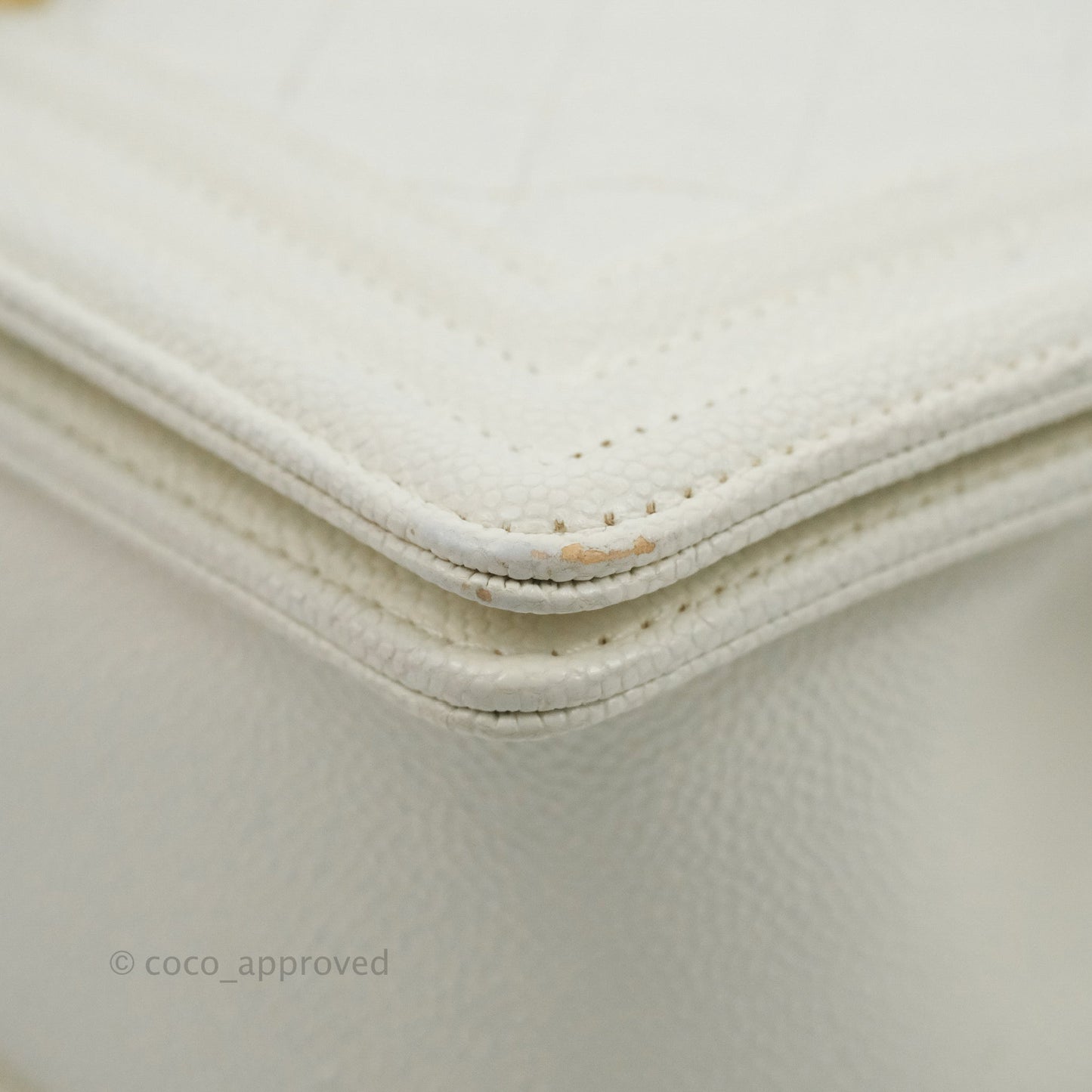 Chanel Quilted Medium Boy White Caviar Gold Hardware