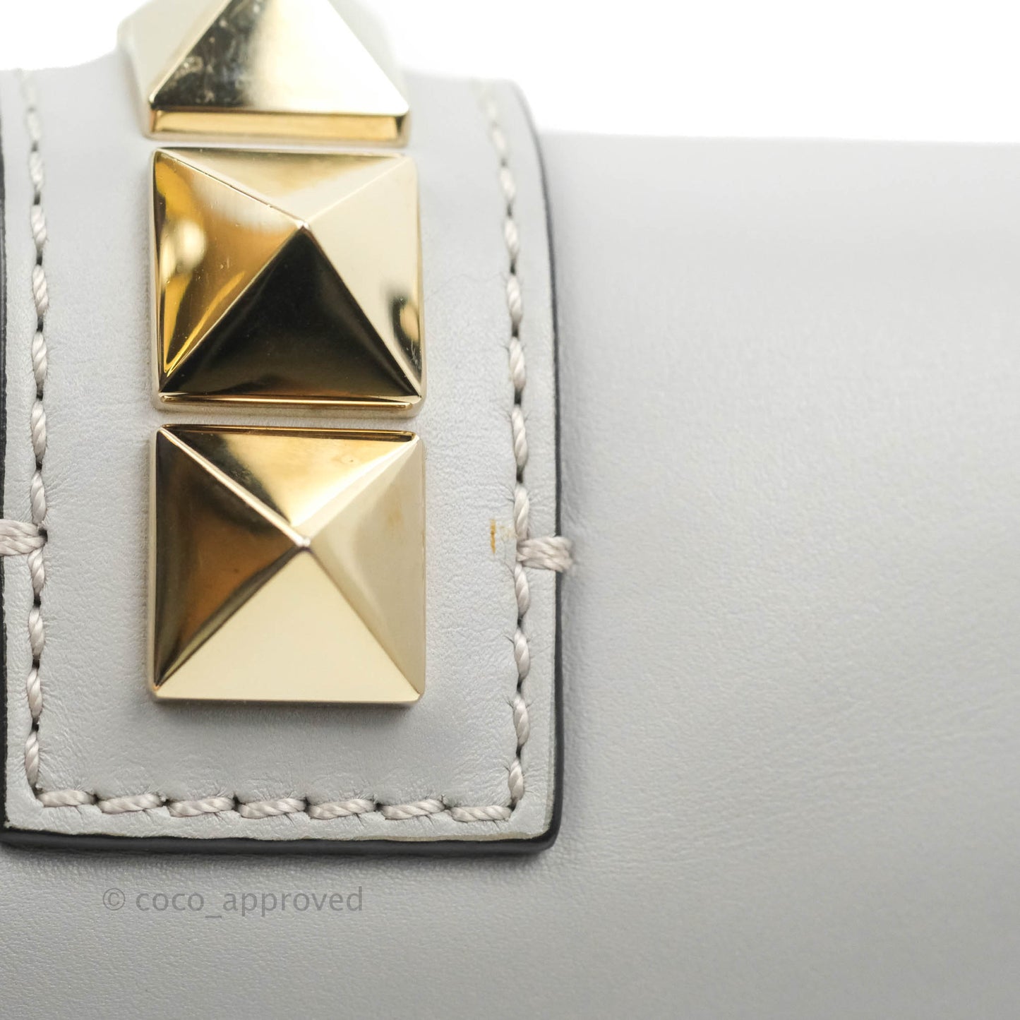 Valentino Vitello Small Glam Lock Rockstud Flap Grey