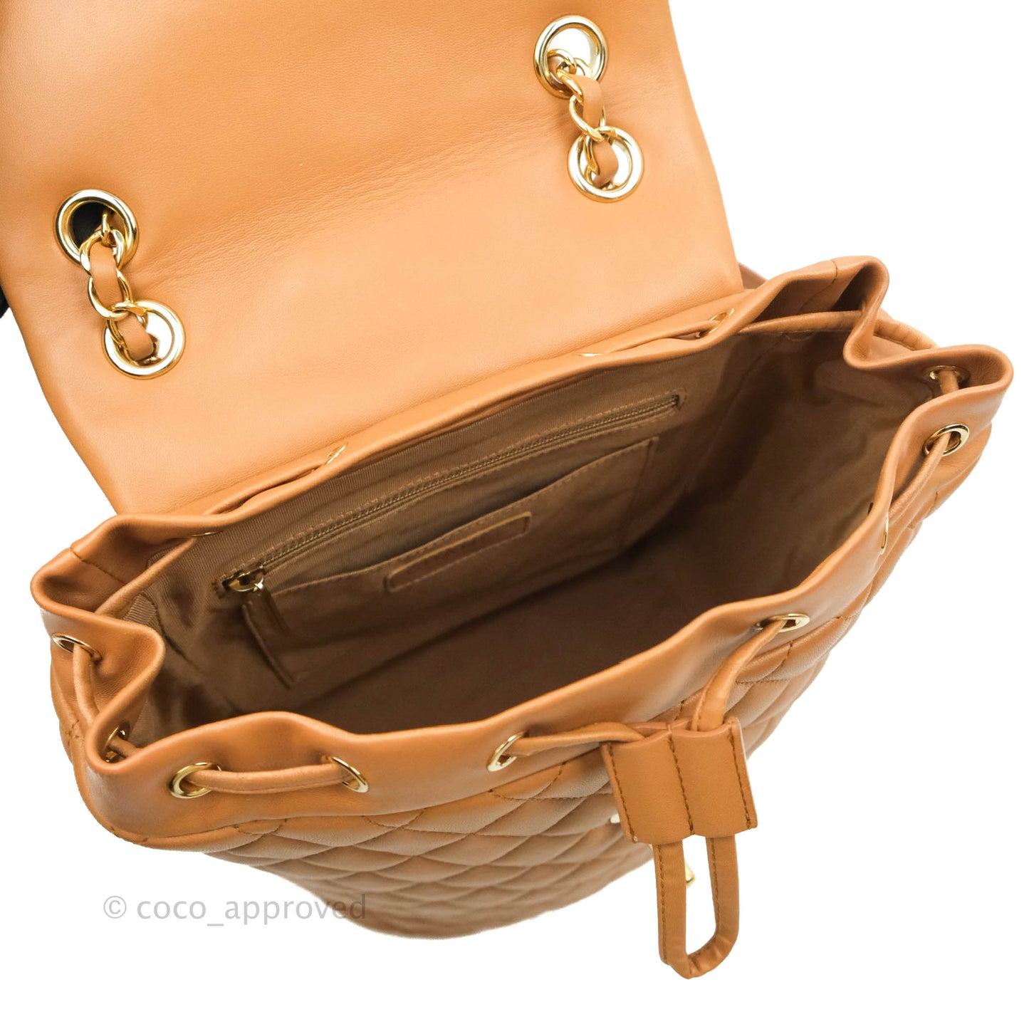 Chanel Quilted Small Urban Spirit Backpack Caramel Dark Beige Calfskin Gold Hardware