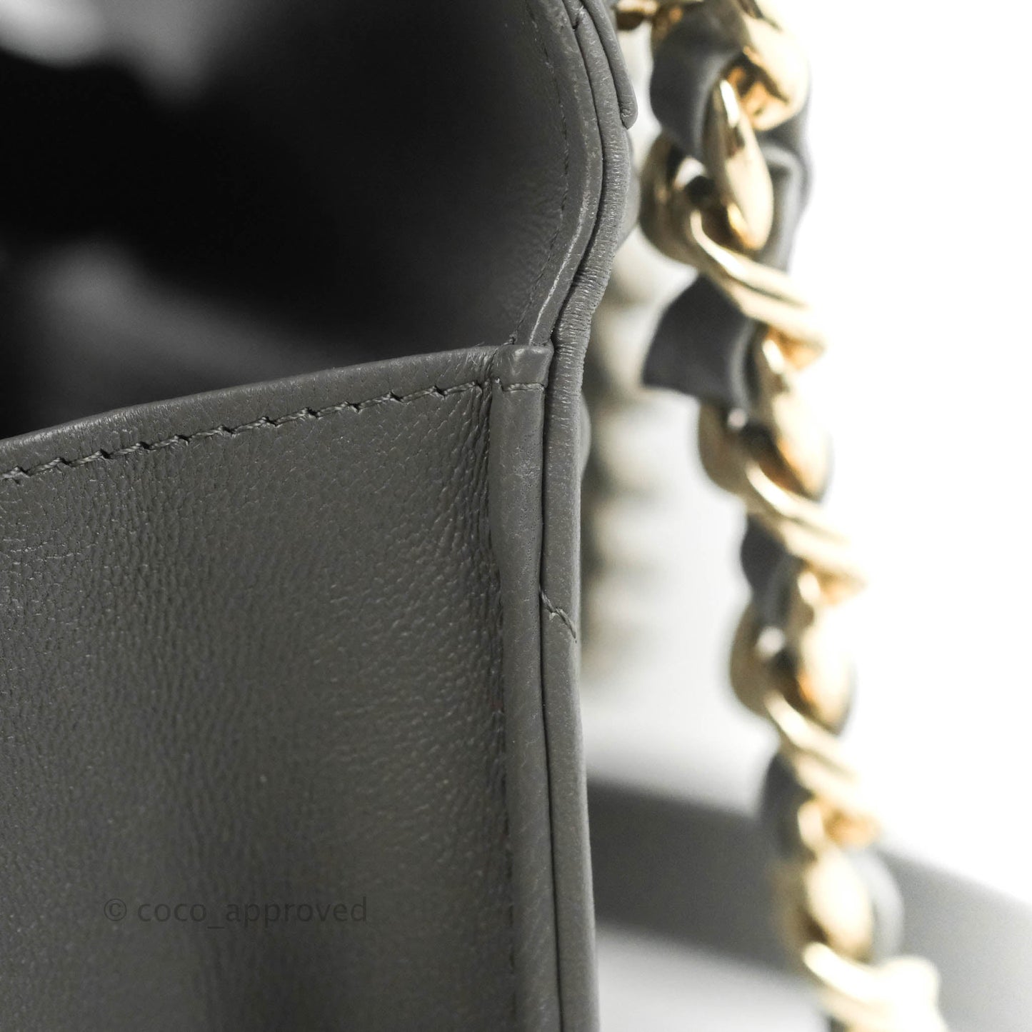 Chanel 19 Wallet on Chain WOC Dark Grey Lambskin Mixed Hardware