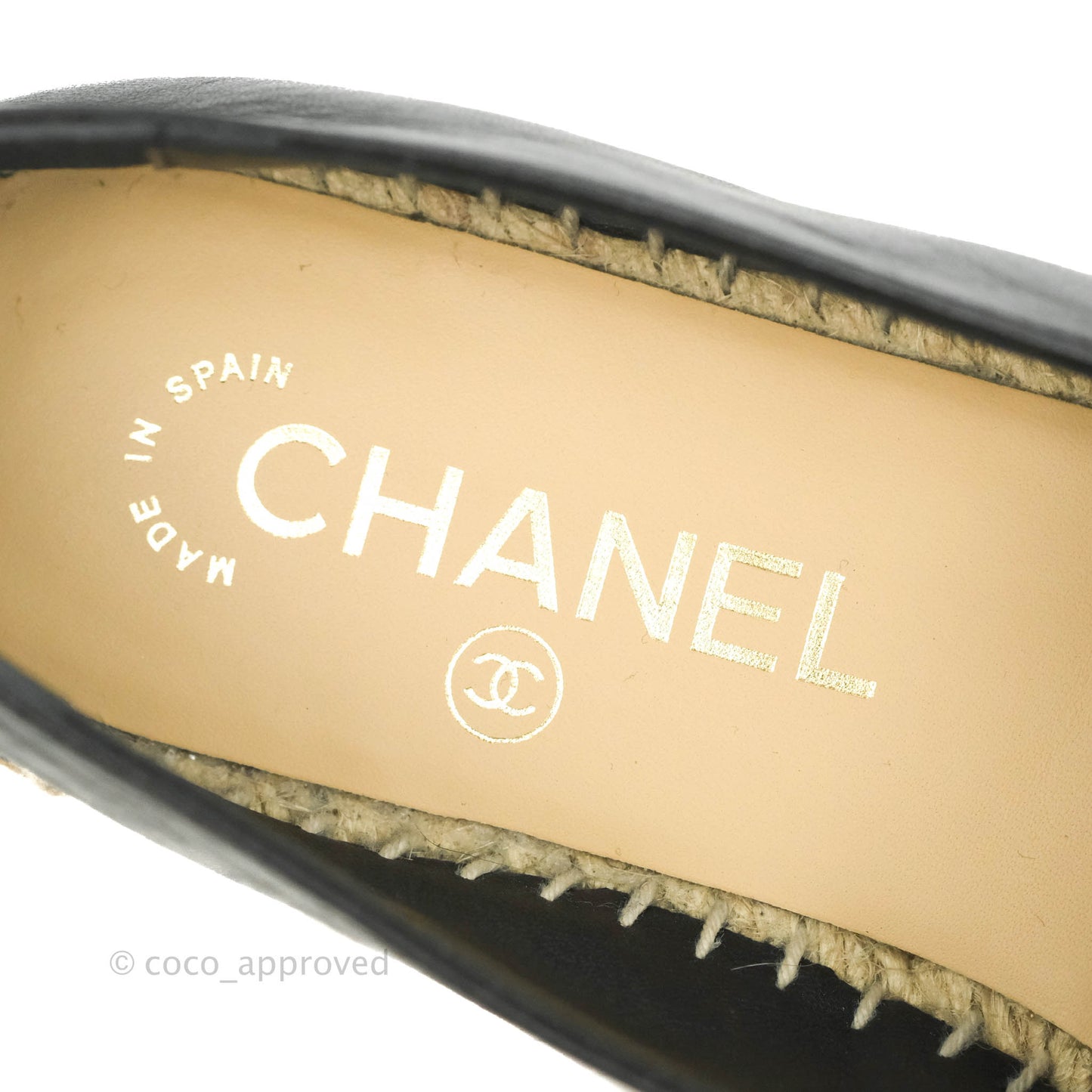 Chanel Espadrille Black Beige Leather Size 36C