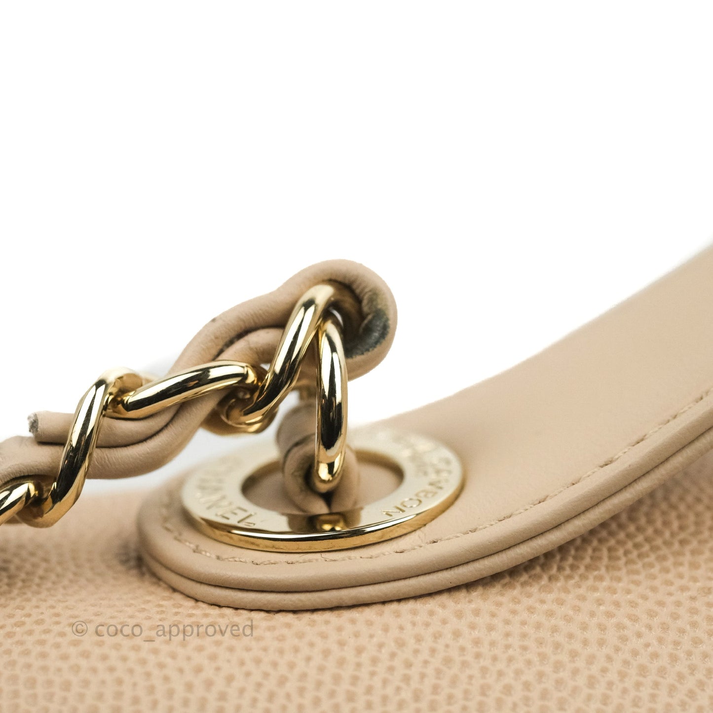 Chanel Quilted Medium Business Affinity Flap Light Beige Caviar Gold Hardware