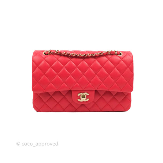 Chanel Medium M/L Classic Quilted Flap Red Caviar Gold Hardware 21B