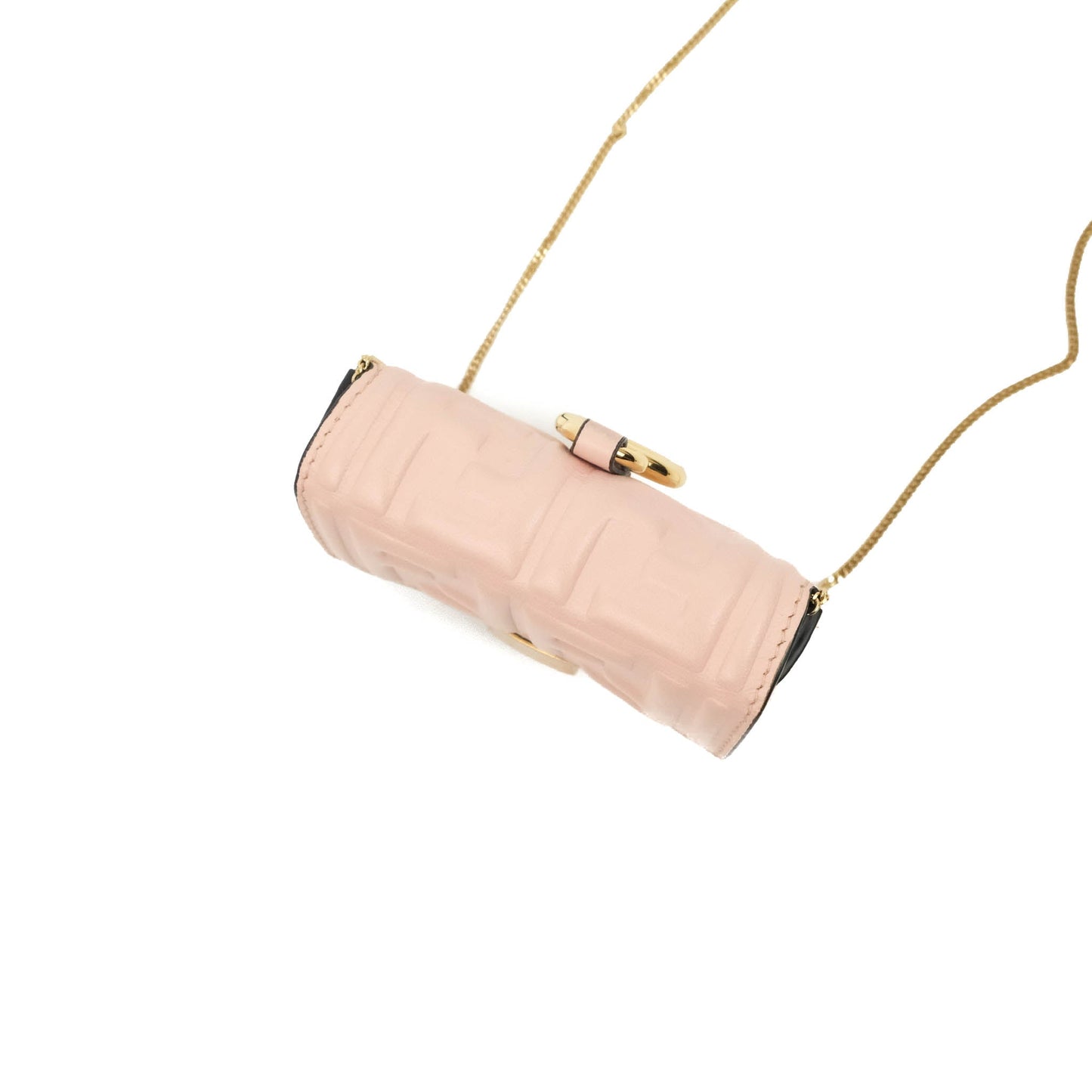 Fendi Nappa FF Embossed Nano Baguette Charm Beige Pink