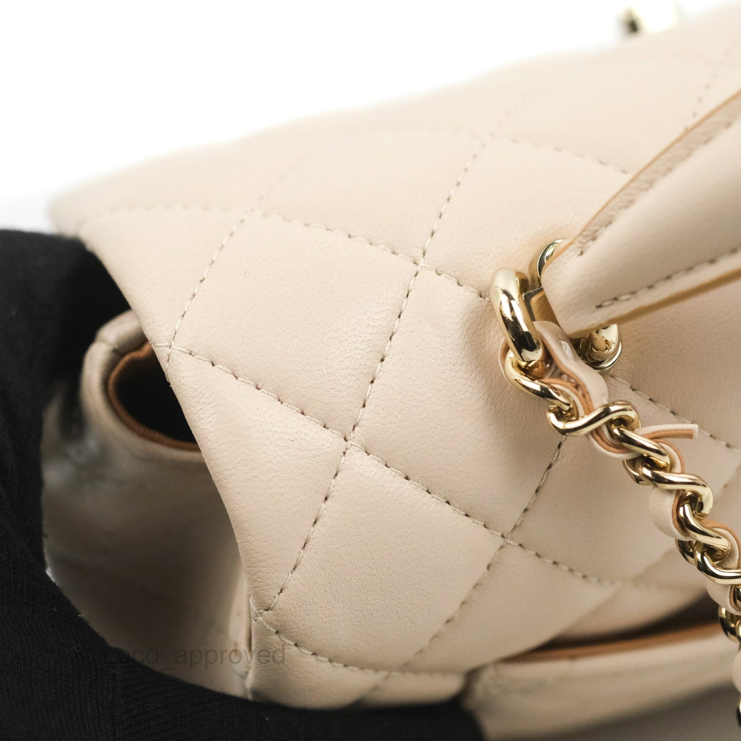 Chanel Top Handle Mini Rectangular Flap Bag Ecru/Beige Lambskin Gold Hardware 23P