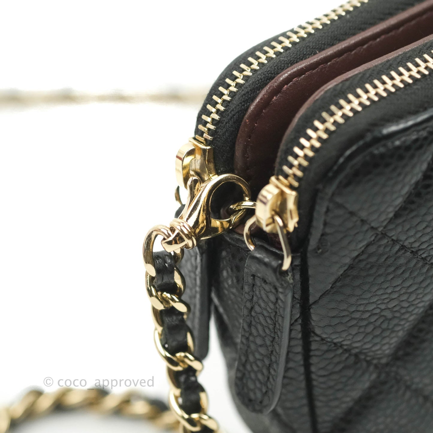 Chanel Quilted Clutch With Chain Black Caviar Gold Hardware