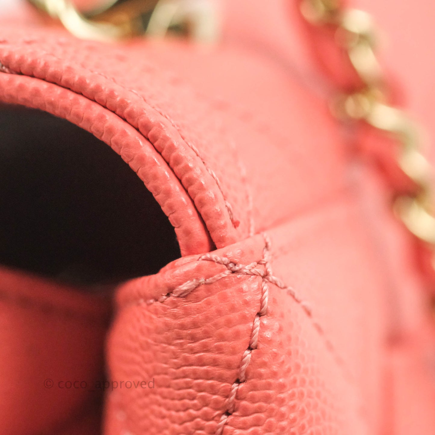 Chanel Small Quilted Coco Handle Coral Pink Caviar Gold Hardware