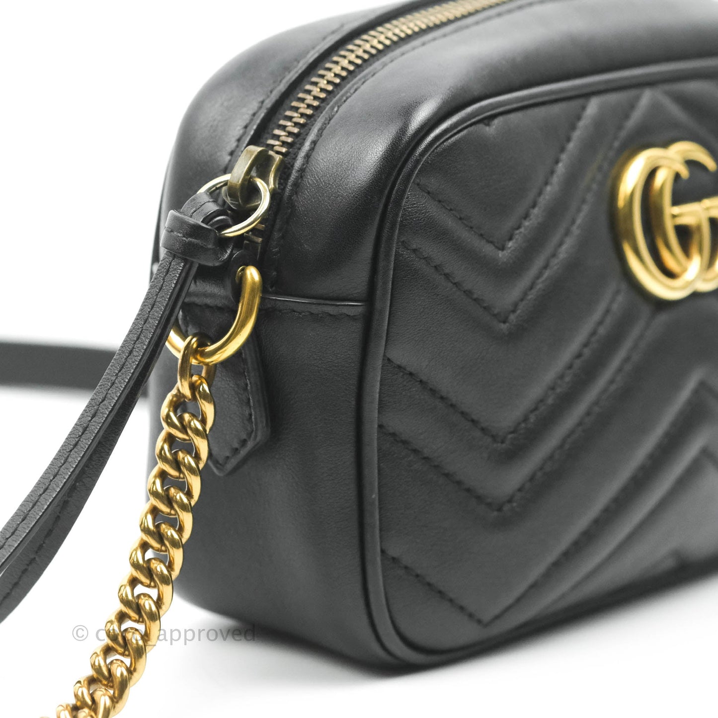 Gucci Mini Matelasse GG Marmont Camera Bag Black Calfskin Gold Hardware