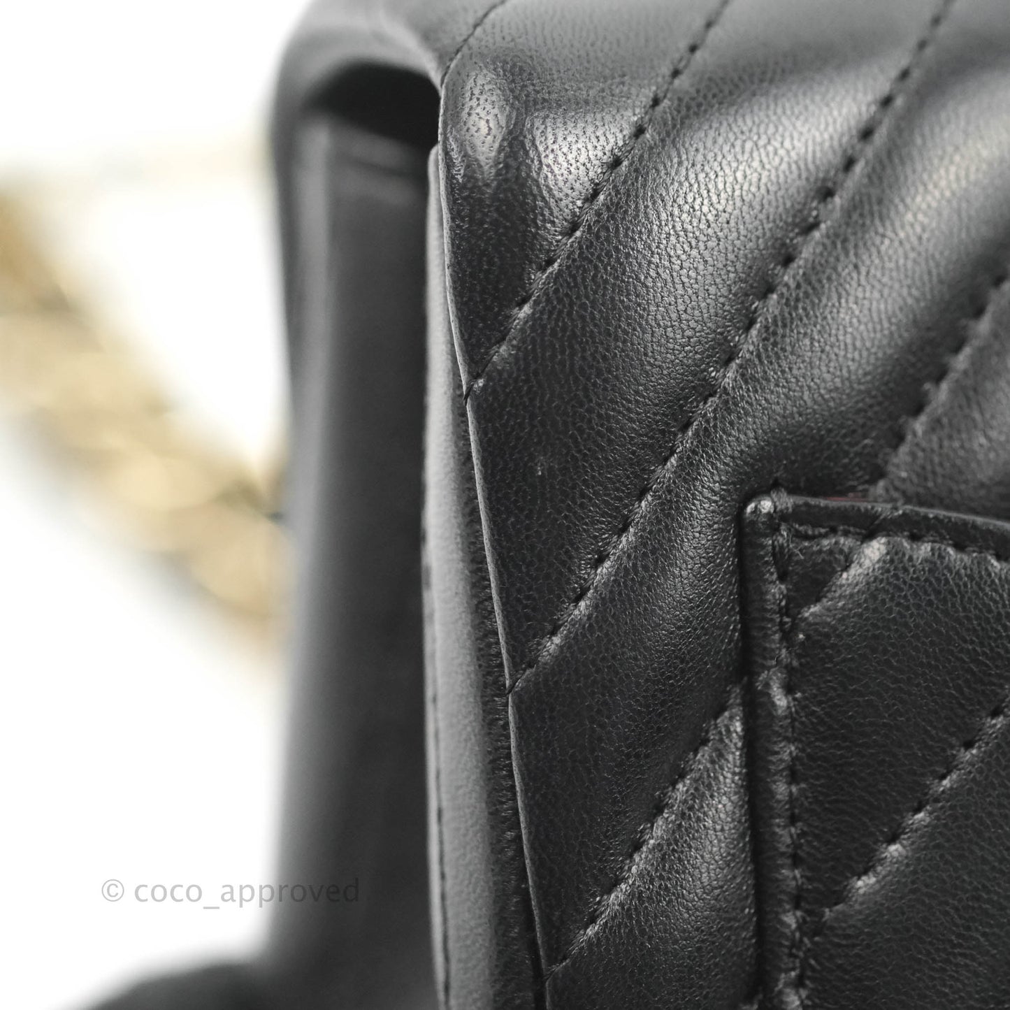 Chanel Mini Square Black Chevron Lambskin Gold Hardware