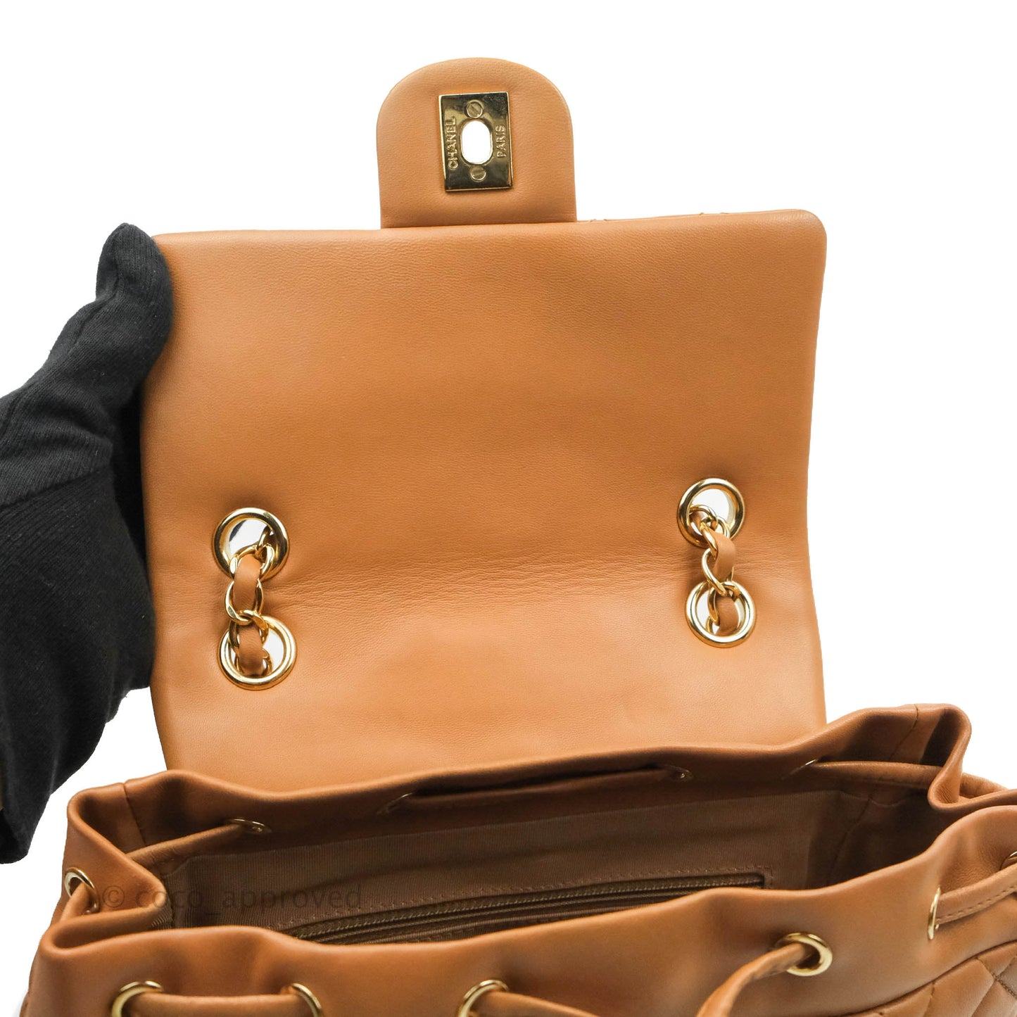 Chanel Quilted Small Urban Spirit Backpack Caramel Dark Beige Calfskin Gold Hardware