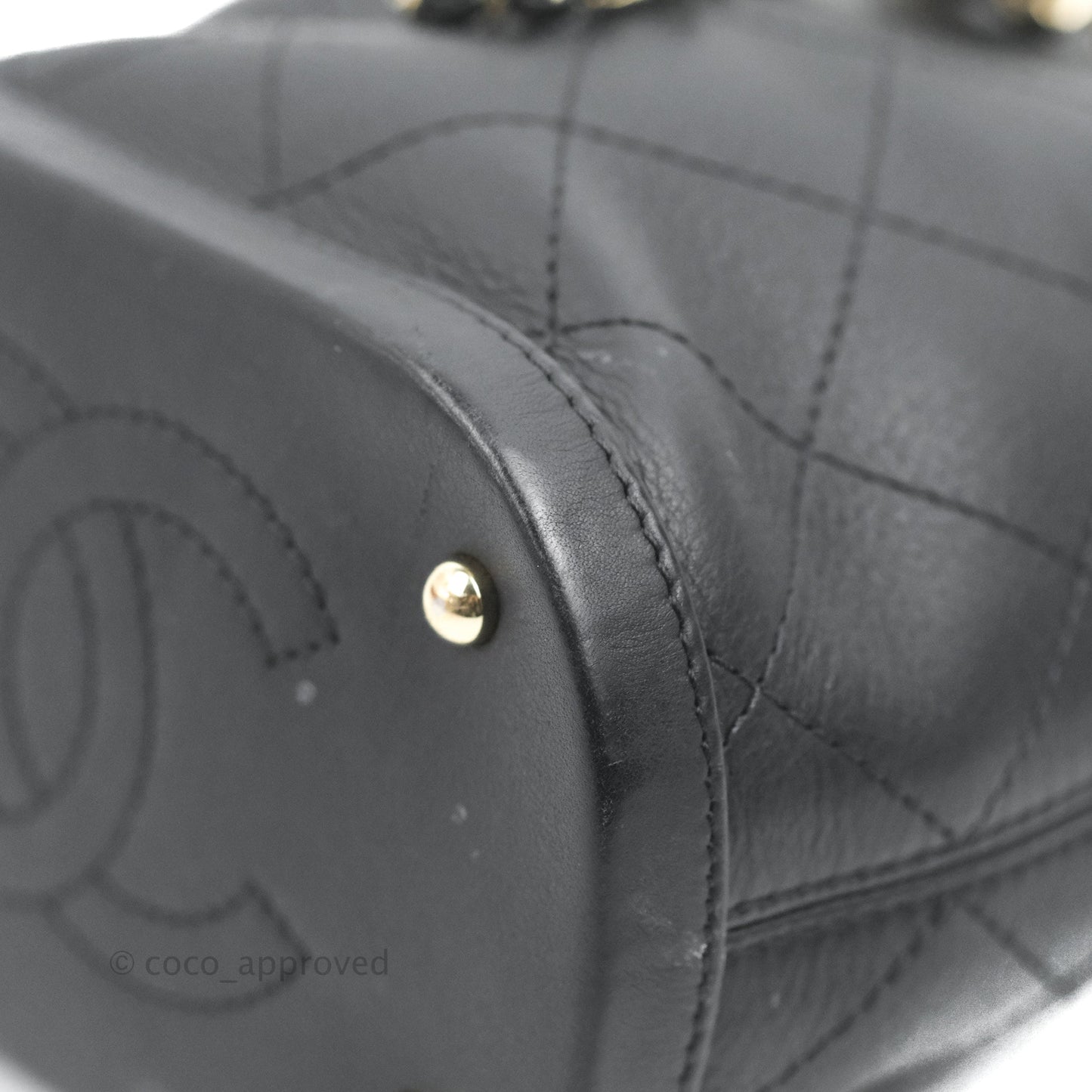 Chanel Mini CC Drawstring Bucket Bag Black Calfskin Gold Hardware