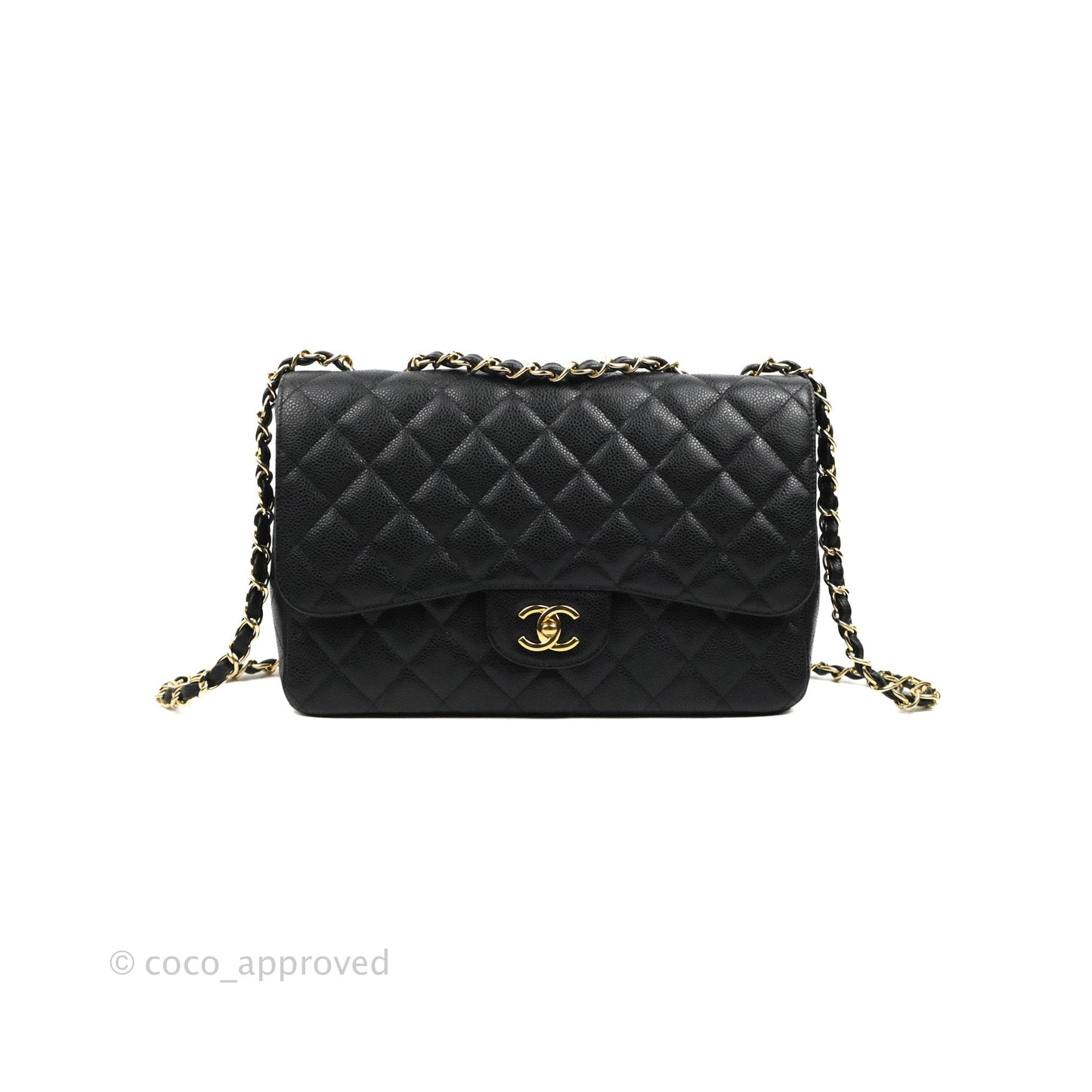 Chanel Jumbo Single Flap Black Caviar Gold Hardware⁣⁣