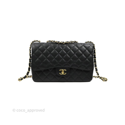 Chanel Jumbo Single Flap Black Caviar Gold Hardware⁣⁣