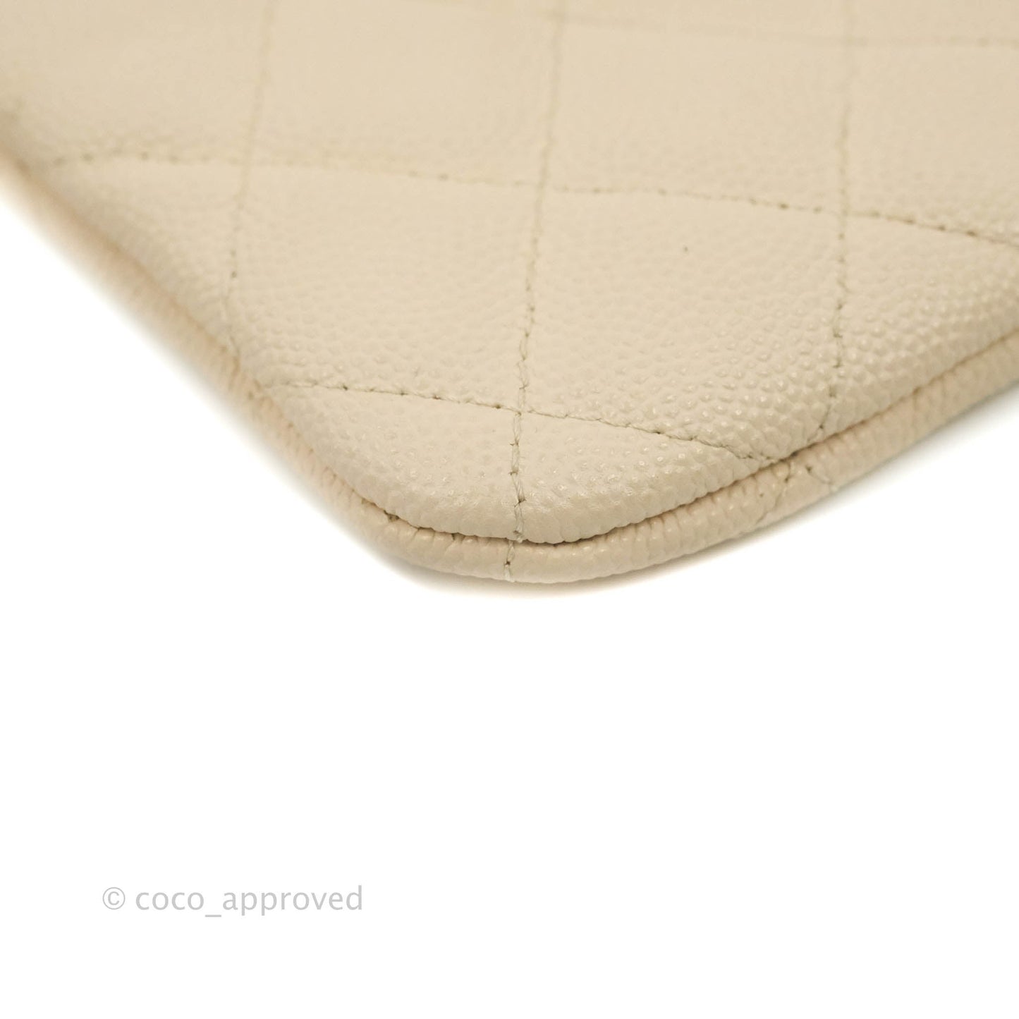 Chanel Quilted Mini O Case Light Beige Caviar Gold Hardware