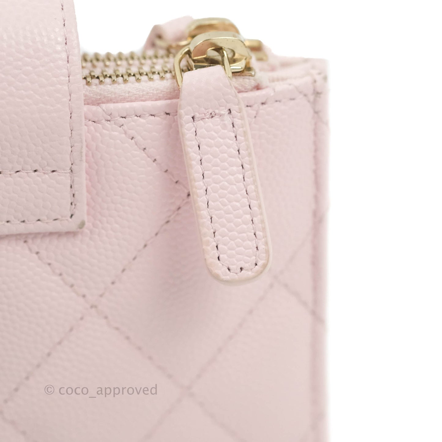 Chanel Folded Double Zip Coin Case Card Pink Caviar Gold Hardware