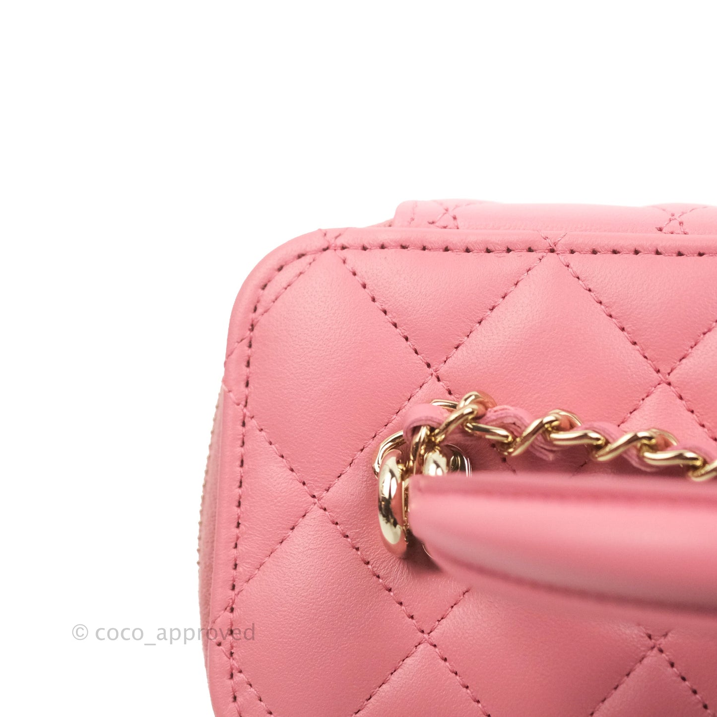 Chanel Vanity Rectangular Top Handle Pink Lambskin Gold Hardware