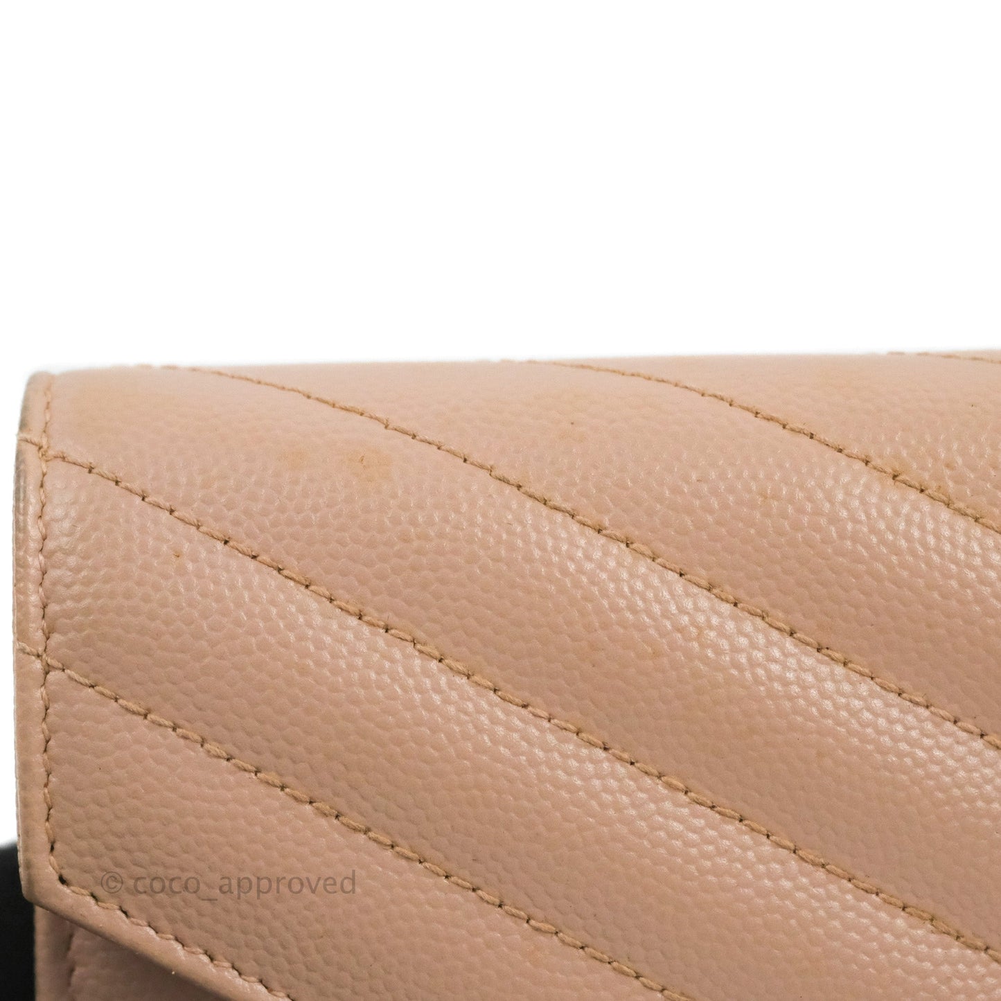 Saint Laurent Quilted Envelope Wallet Pink Grained Leather Silver Hardware