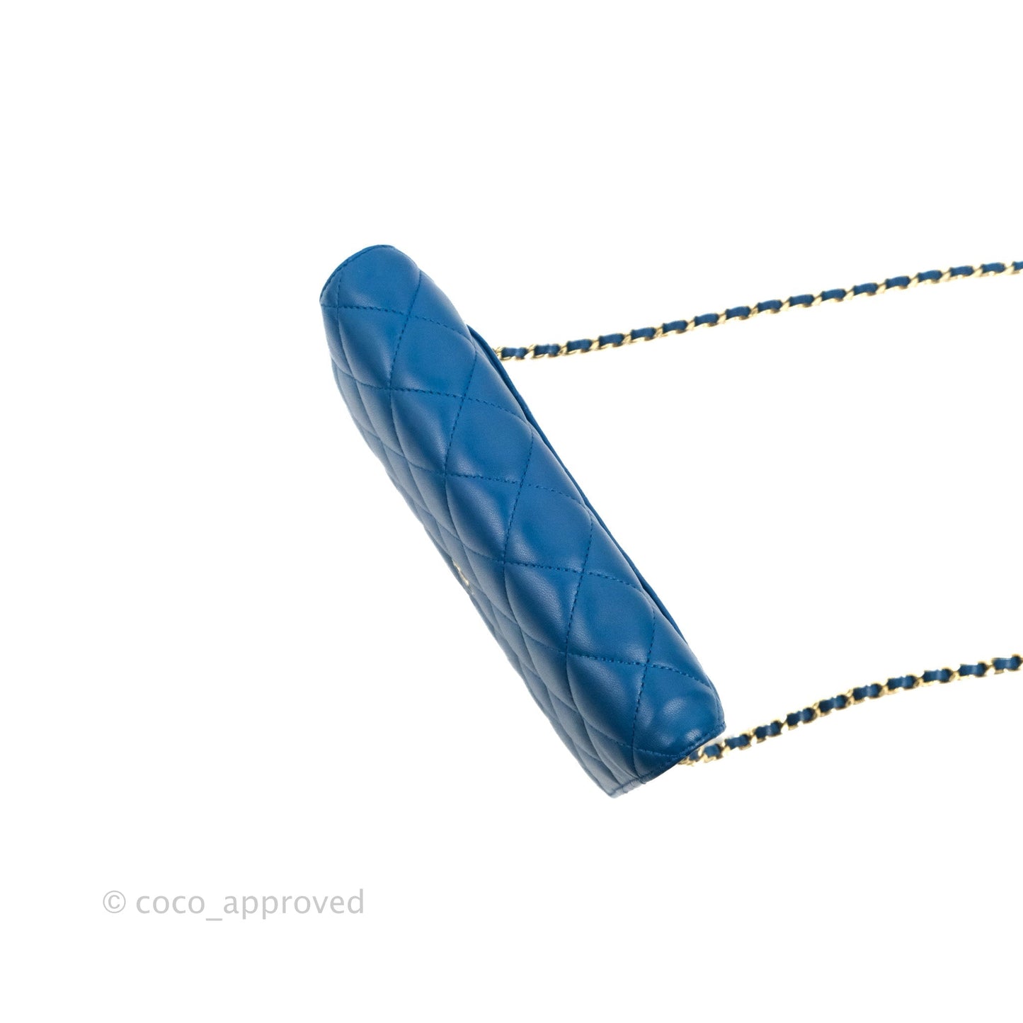 Chanel Quilted Classic Wallet on Chain WOC Blue Lambskin Gold Hardware