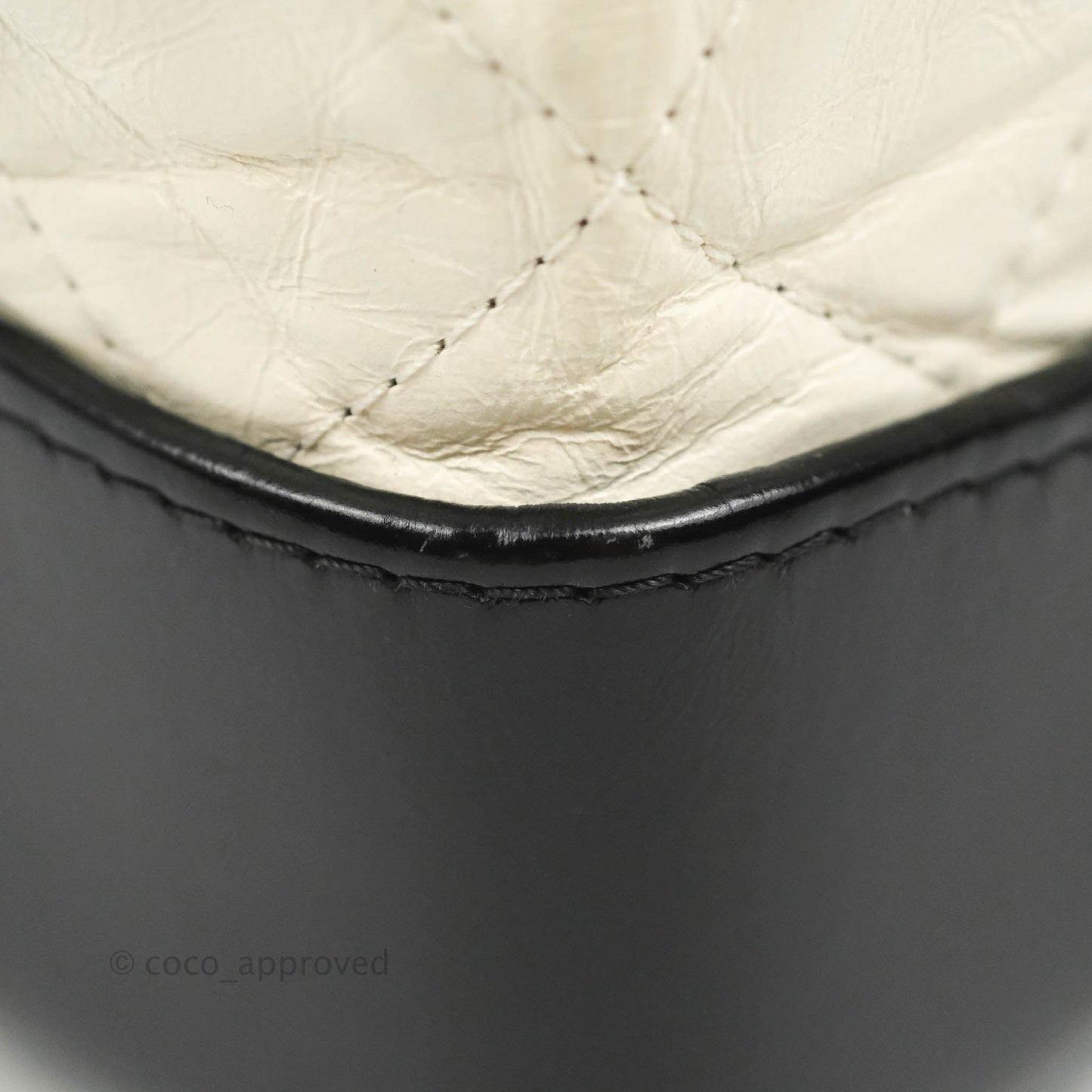 Chanel Small Gabrielle Backpack White Black Aged Calfskin