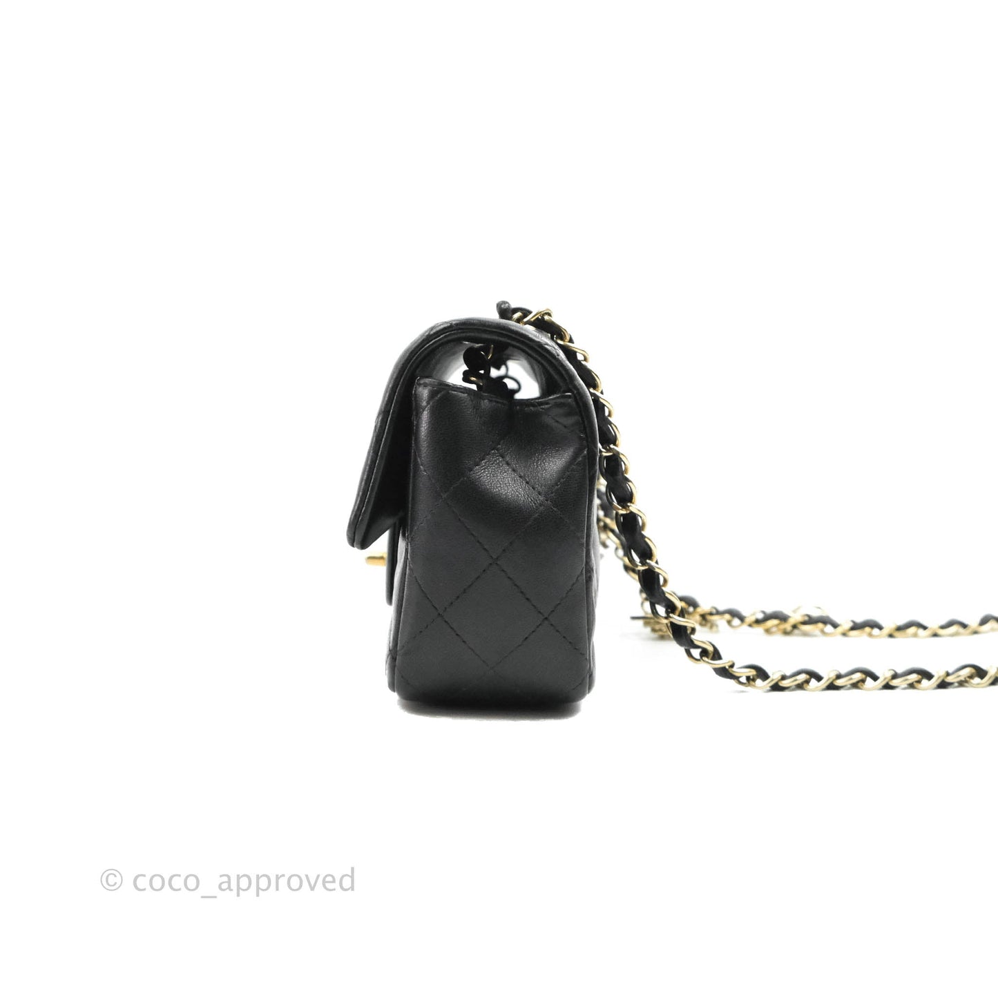 Chanel Mini Rectangular Flap Bag Valentine Limited Edition Black Lambskin Gold Hardware