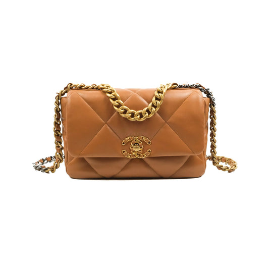 Chanel 19 Small Caramel Dark Beige Lambskin Mixed Hardware 21K