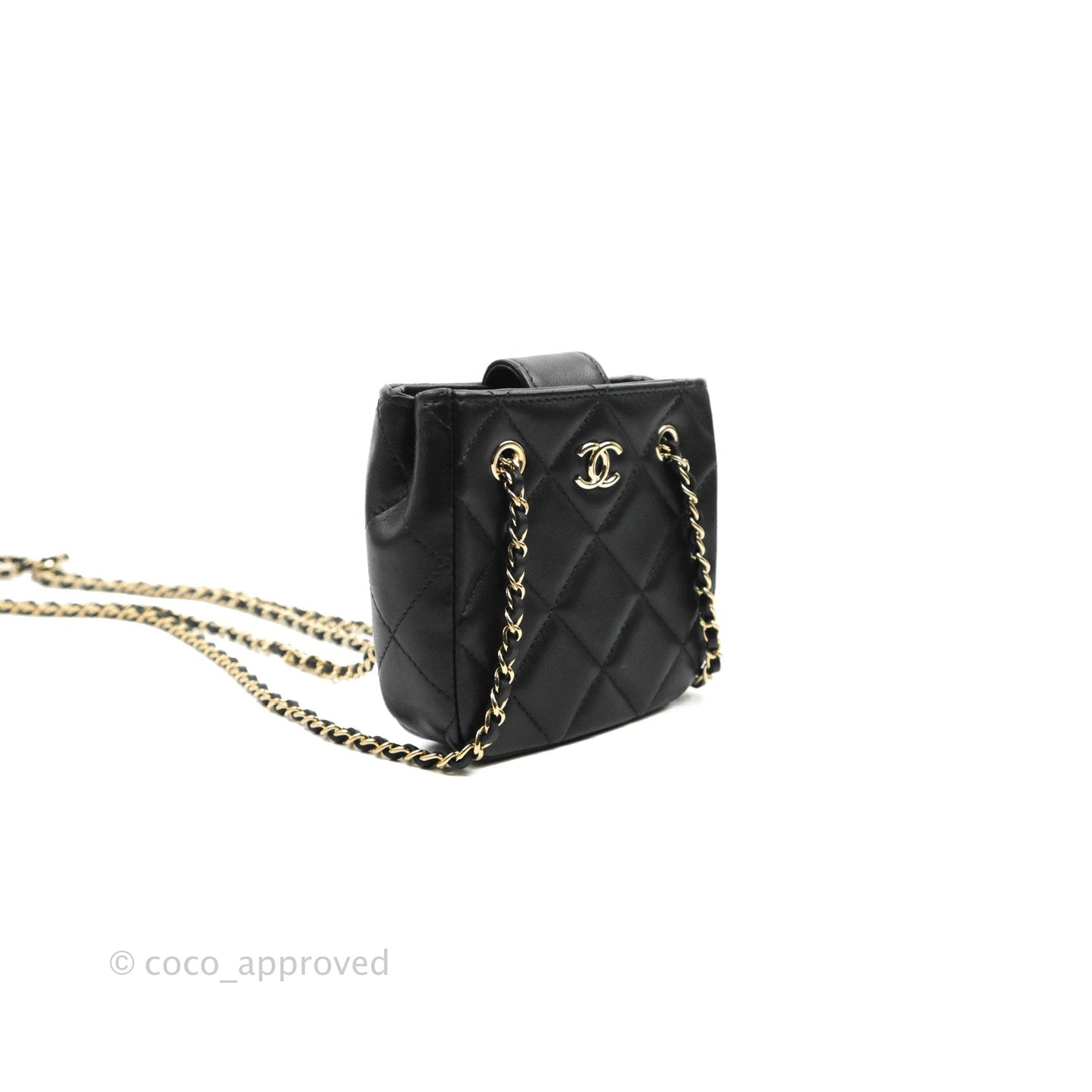 Chanel Mini Clutch With Chain Black Lambskin Gold Hardware 22C