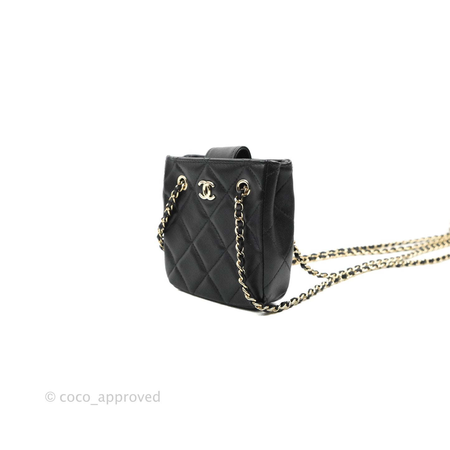 Chanel Mini Clutch With Chain Black Lambskin Gold Hardware 22C