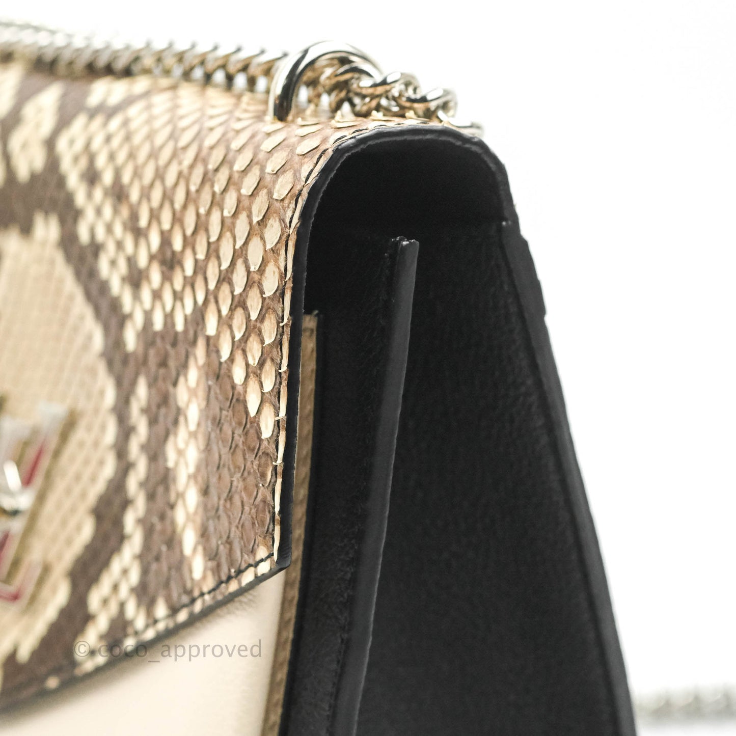 Louis Vuitton  My Lockme Chain Bag BB Black Brown Python Calfskin