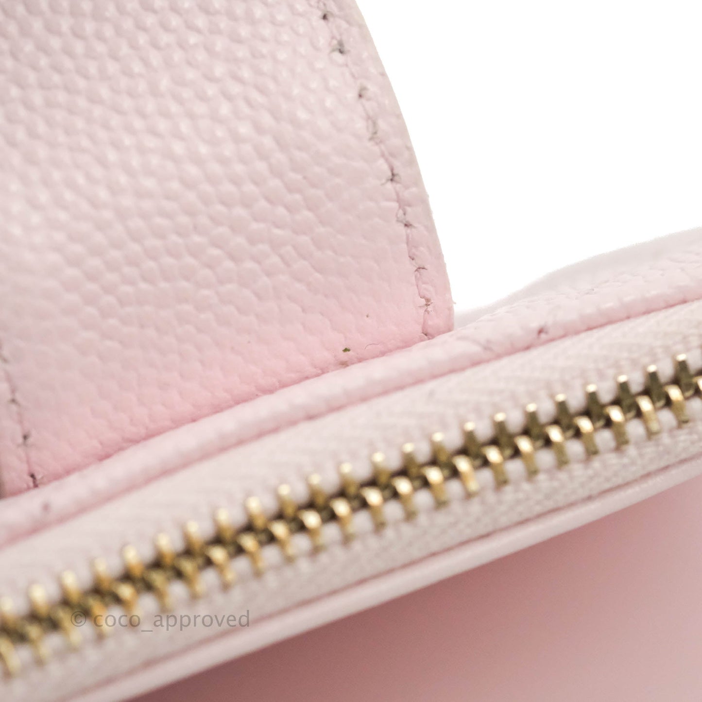Chanel Folded Double Zip Coin Case Card Pink Caviar Gold Hardware