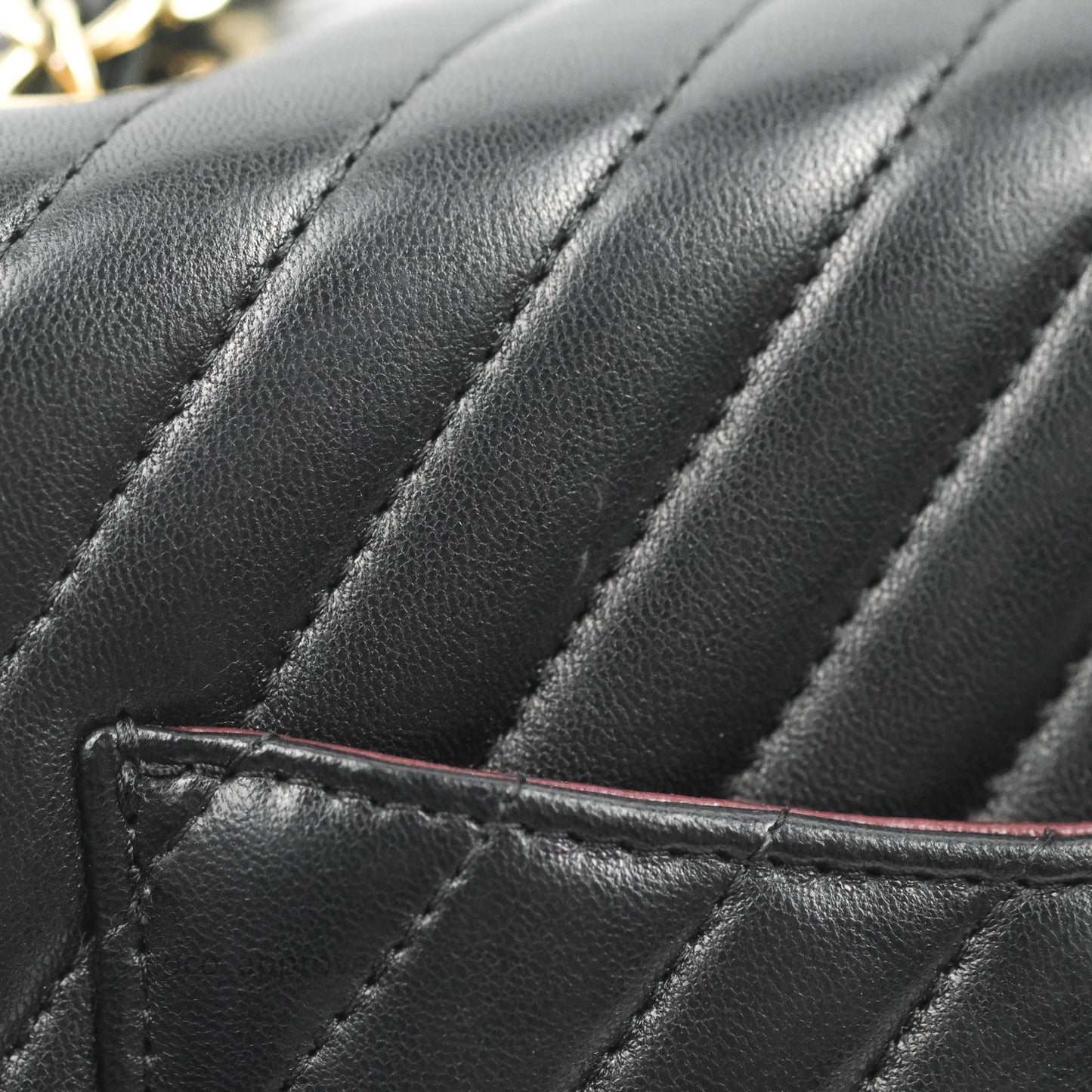 Chanel Mini Square Black Chevron Lambskin Gold Hardware