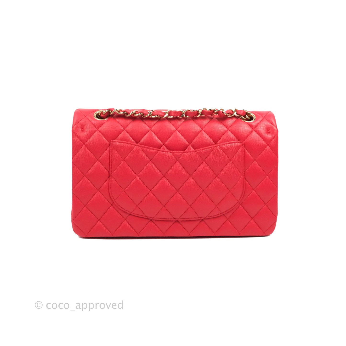Chanel Medium M/L Classic Quilted Flap Red Caviar Gold Hardware 21B