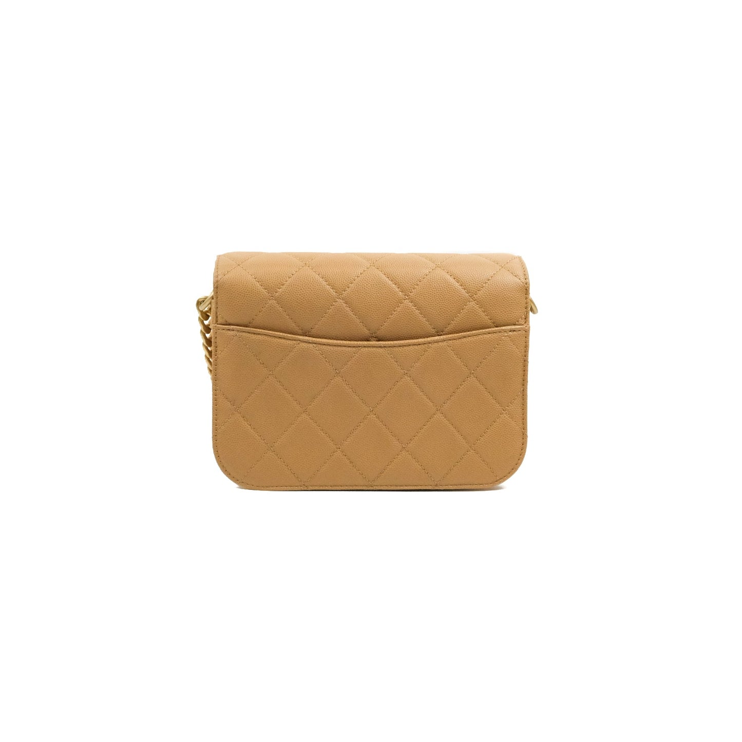 Chanel Mini Messenger Bag Beige Caviar Gold Hardware 21K