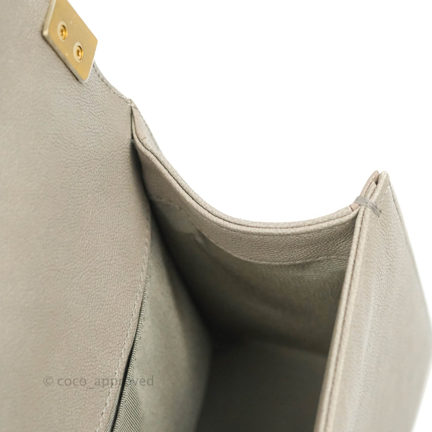 Chanel Quilted Medium Boy Grey Caviar Aged Gold Hardware