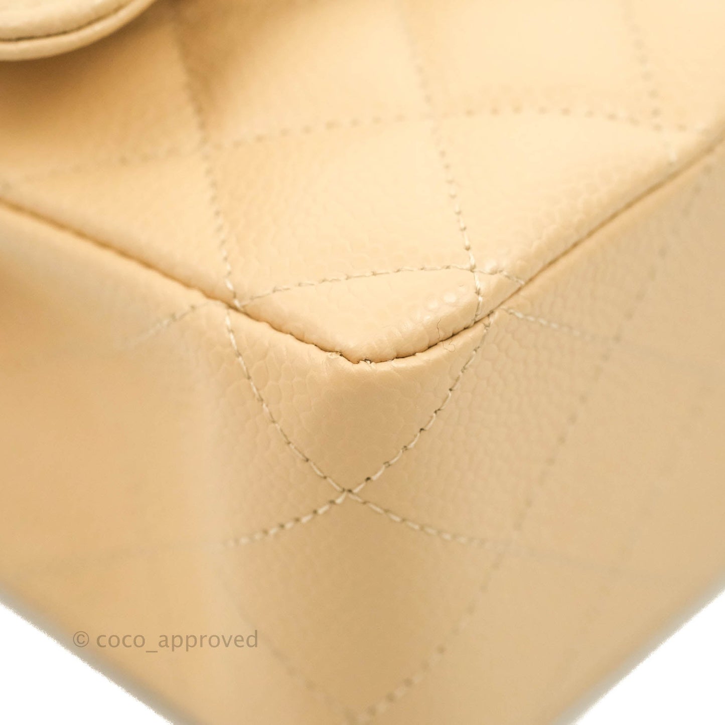 Chanel Classic M/L Medium Flap Quilted Beige Caviar Gold Hardware