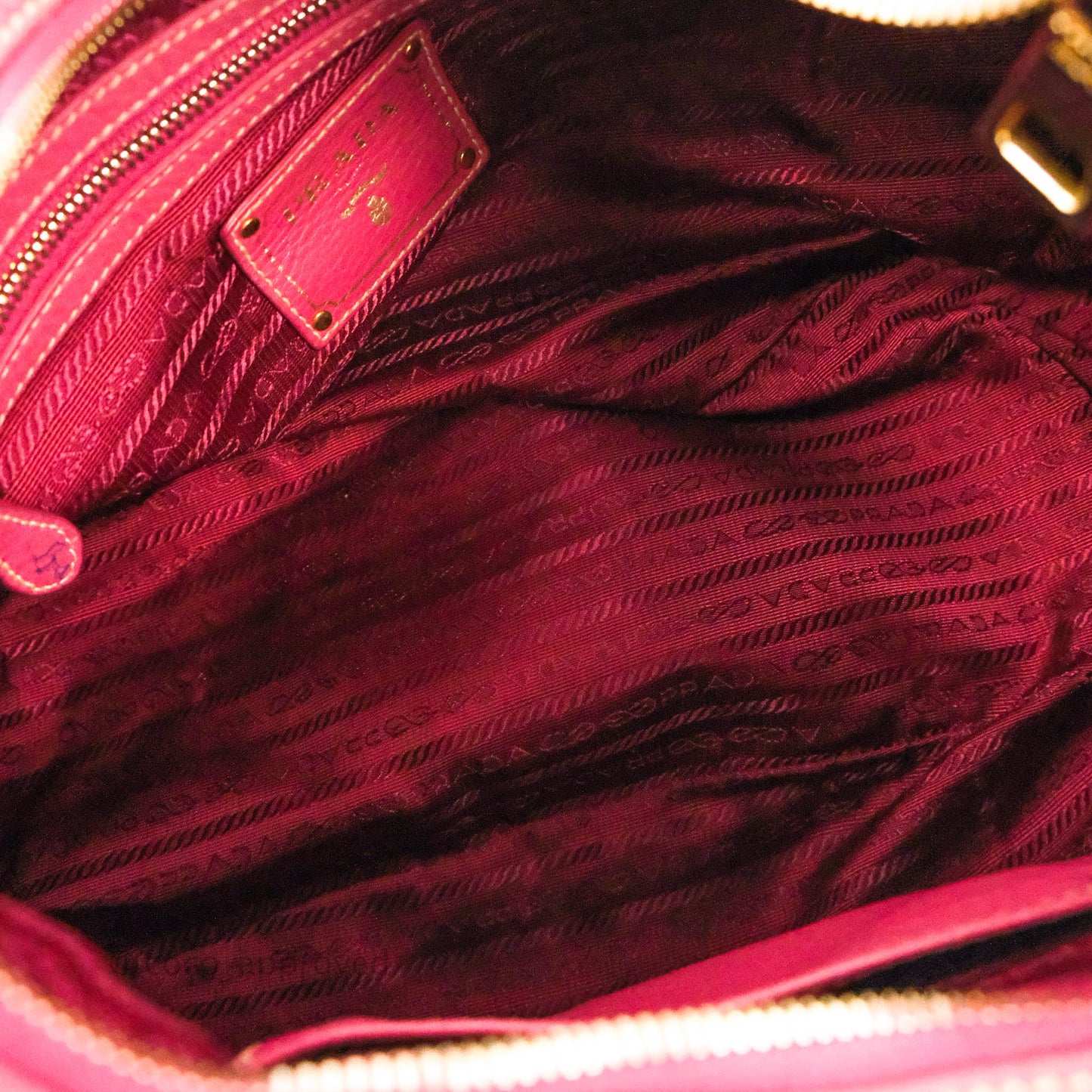 Prada Vitello Daino Hobo Bag Dark Pink