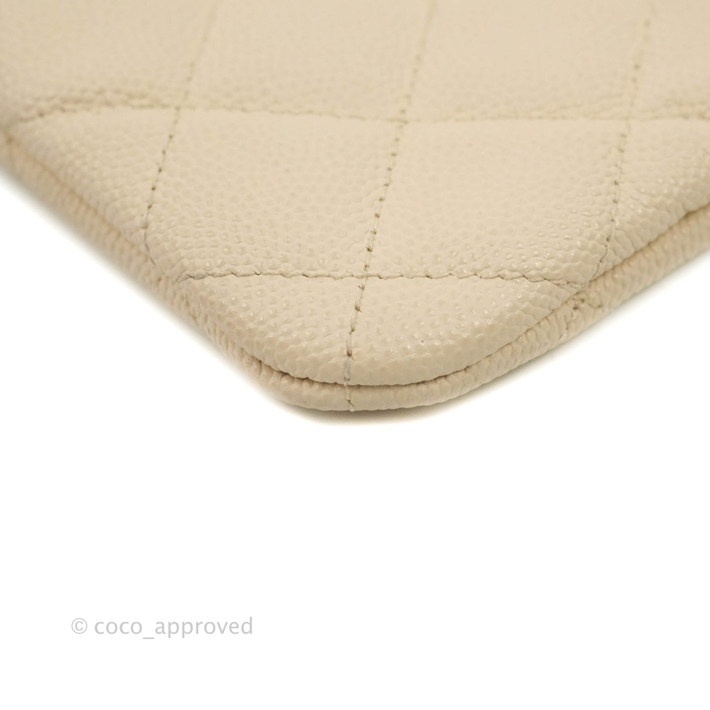 Chanel Quilted Mini O Case Light Beige Caviar Gold Hardware