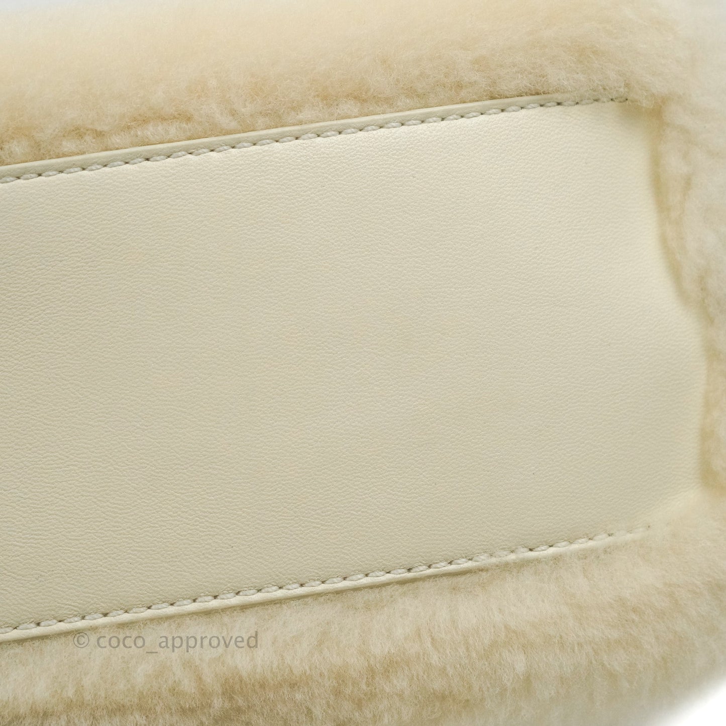 Fendi Mini Peekaboo Shearling Bag White Gold Harware