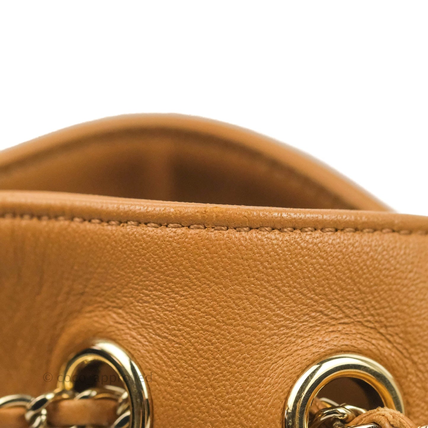 Chanel Chevron Bucket Drawstring Bag Caramel Gold Hardware