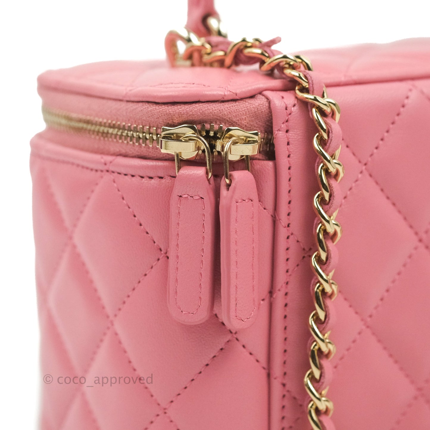 Chanel Vanity Rectangular Top Handle Pink Lambskin Gold Hardware