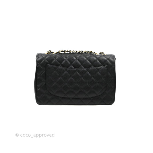 Chanel Jumbo Single Flap Black Caviar Gold Hardware⁣⁣