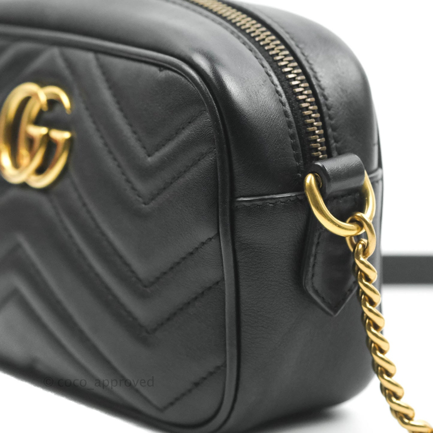 Gucci Mini Matelasse GG Marmont Camera Bag Black Calfskin Gold Hardware