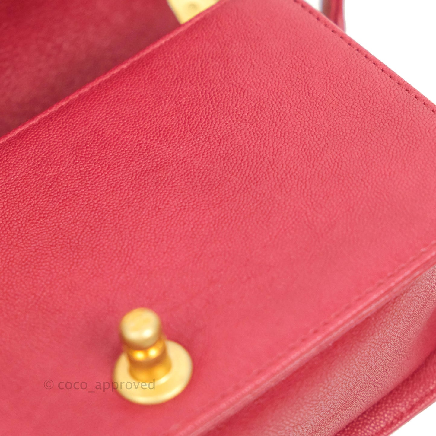 Chanel Small Chevron Boy Red Caviar Aged Gold Hardware