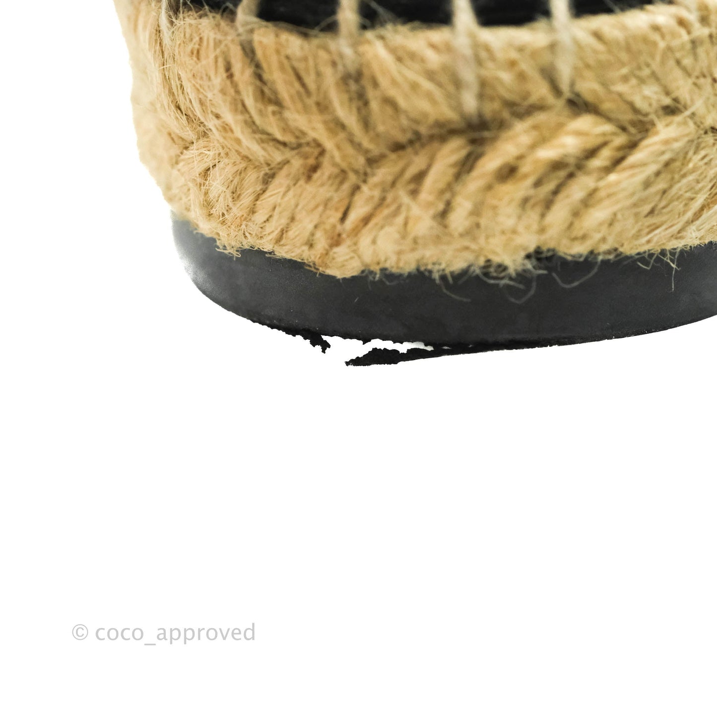 Chanel Espadrille Black Beige Leather Size 36C