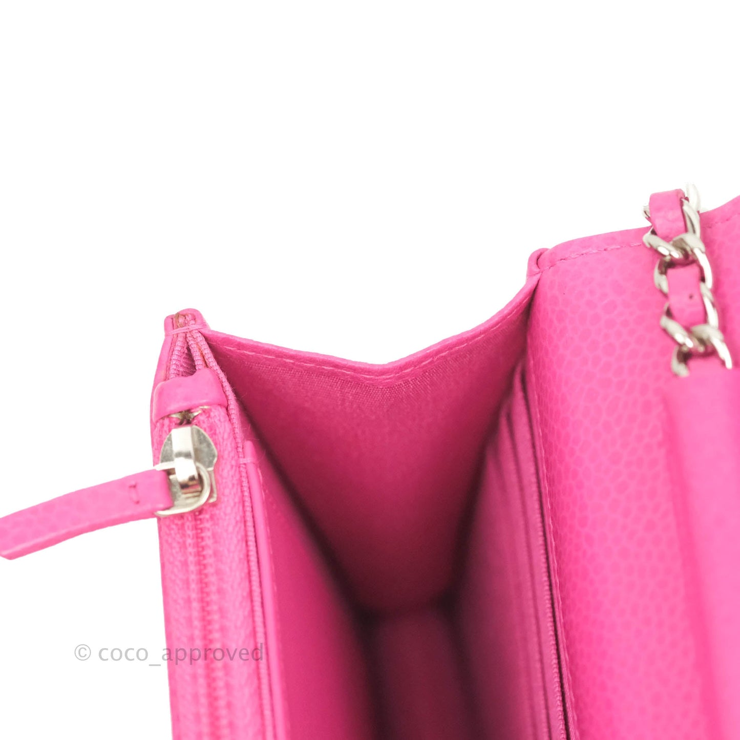 Chanel Quilted Wallet on Chain WOC Pink Caviar Silver Hardware