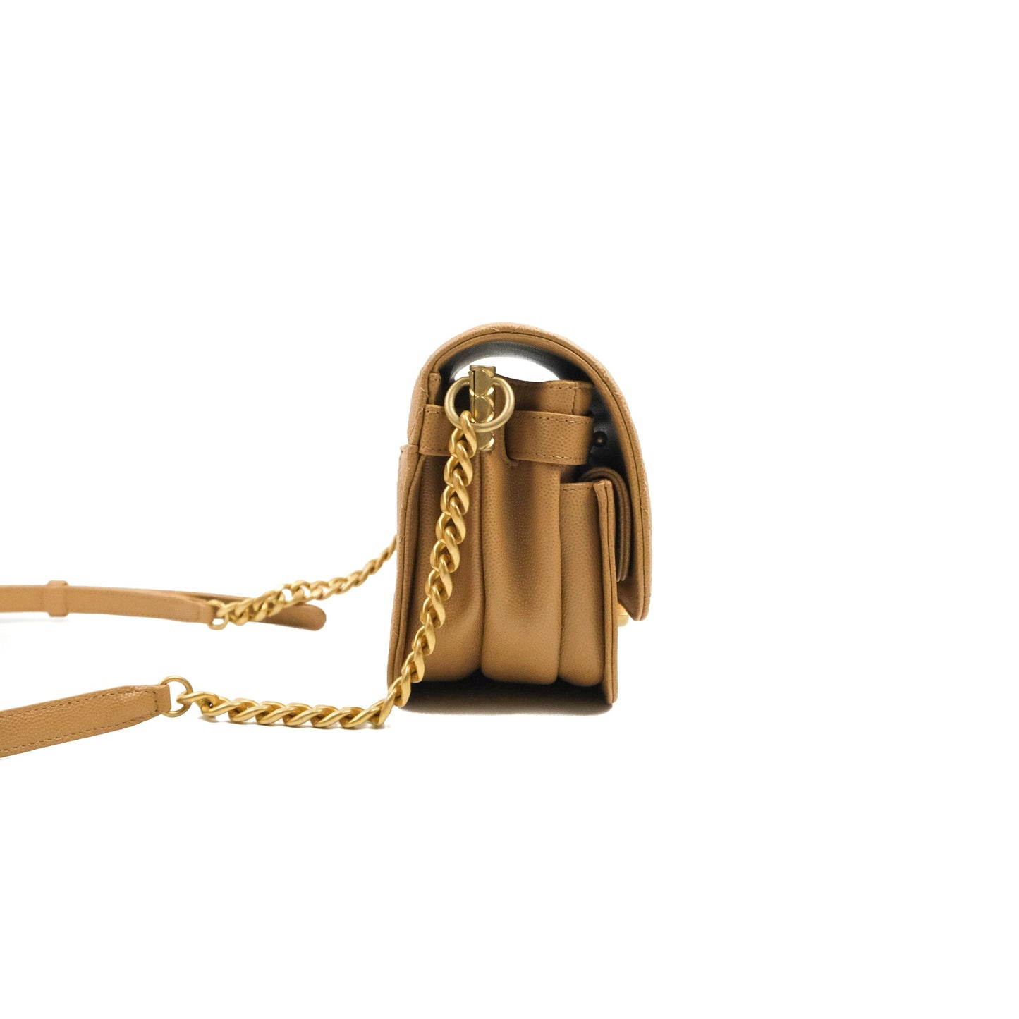 Chanel Mini Messenger Bag Beige Caviar Gold Hardware 21K