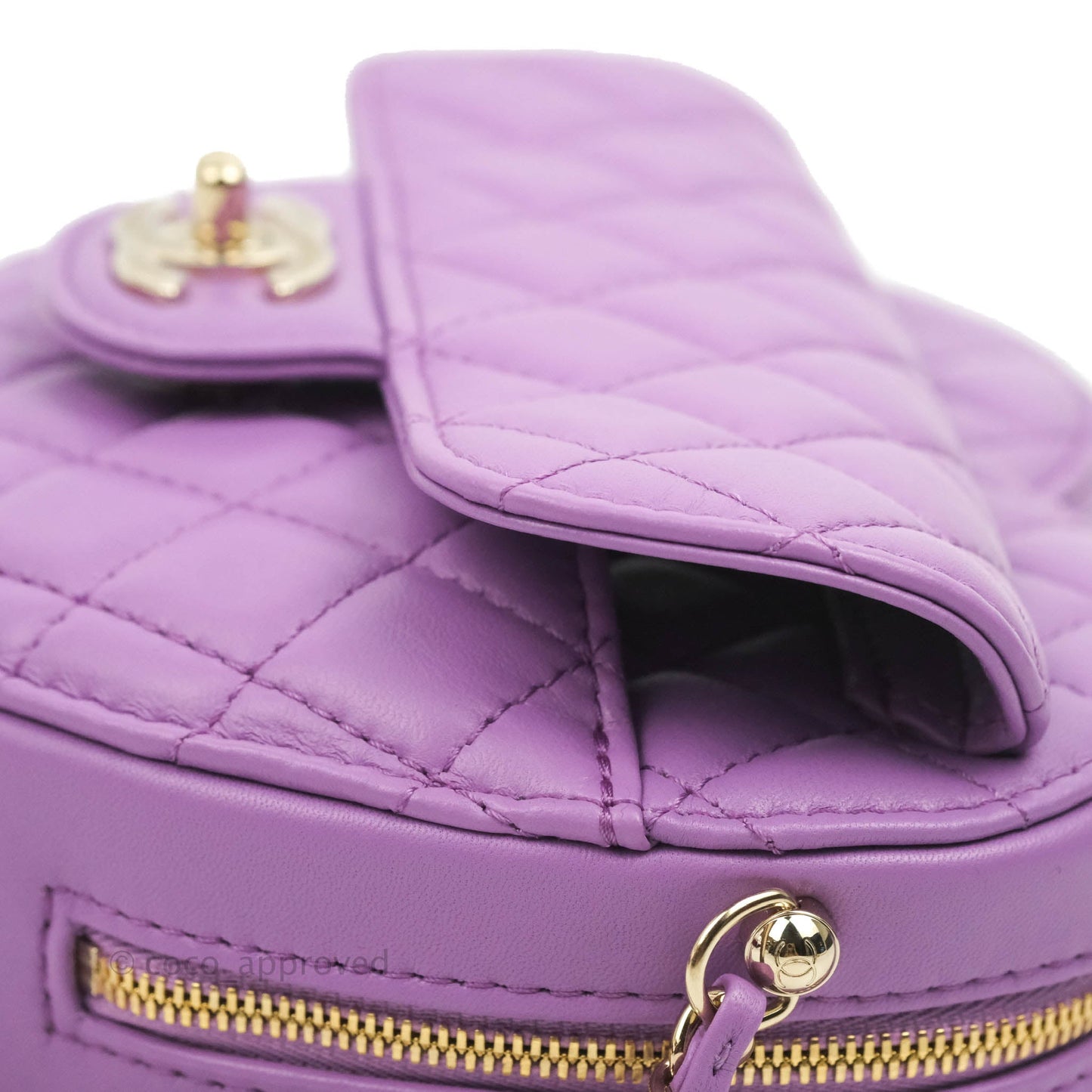 Chanel Large Heart Bag Purple Lambskin Gold Hardware 22S